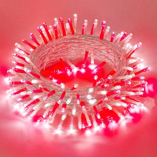 200 LED Red and White String Lights Indoor Outdoor (66 Foot)