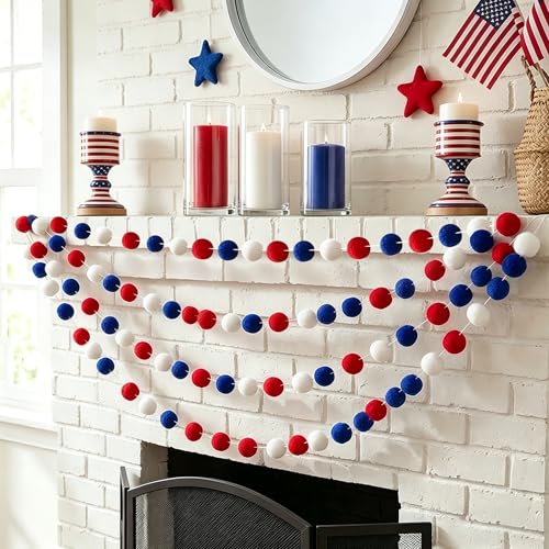 4 Pack 26.3 Feet Colorful Pom Pom Garland Decorations