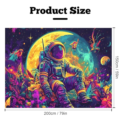 Astronaut Space Blacklight Tapestry 79"x59"