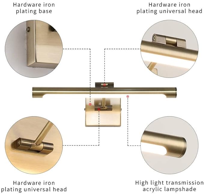 Joosenhouse LED Picture Lights for Paintings Bronze Finish 16.53" Long Swing Arm Display Wall Art Light 7W Gallery Hallway Lighting Over Pictures,Hardwired Connection 3000K