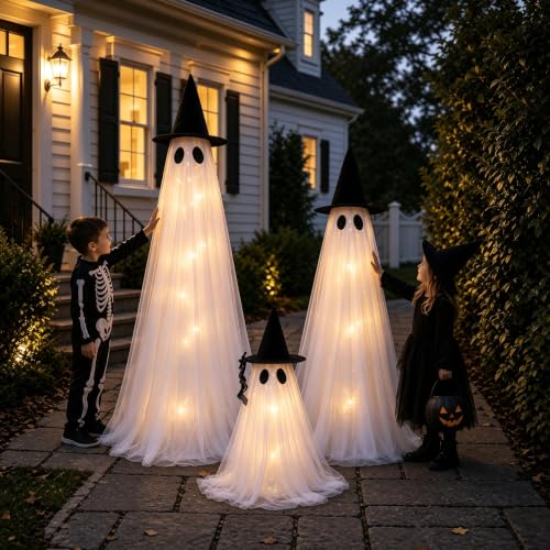 3 Packs Halloween Decorations Outdoor (3PK-LARGE-LED-GHOST)