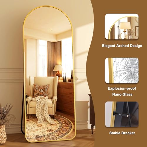 64"x21" Arched Full Length Mirror Floor Mirrors