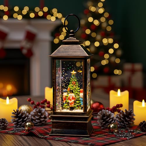 Christmas Snow Globe Water Lantern with Nutcracker Scene Battery Operated or USB Powered Musical Lighted Holiday Decoration for Tabletop Display for Family and Friends