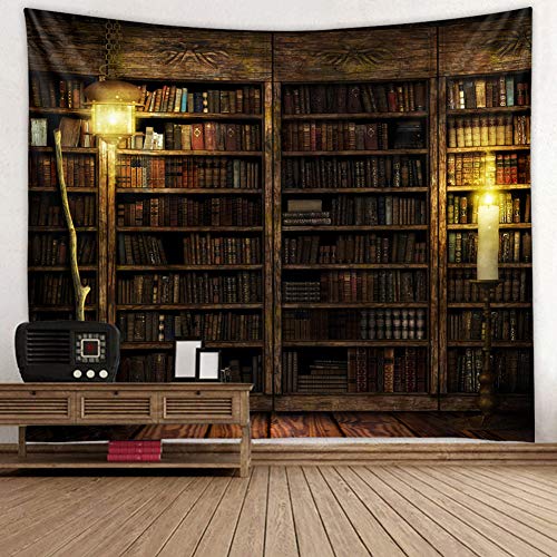 Vintage Bookshelf Tapestry Wall Hanging