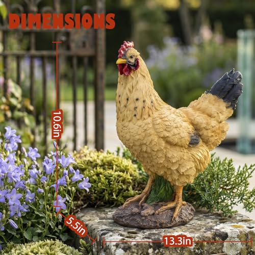 Resin Rooster Garden Statue Farmhouse Style Decor