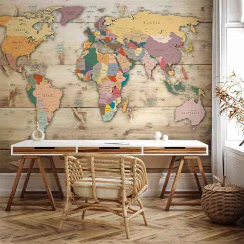 Wall Mural World Map 135x101 in (94.5 Sq Ft)