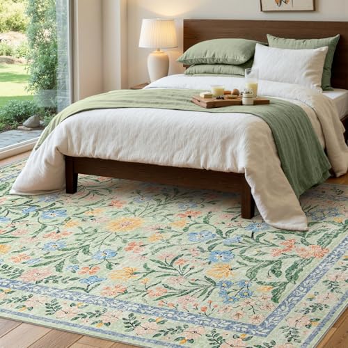 Washable Floral 6x9 Rug