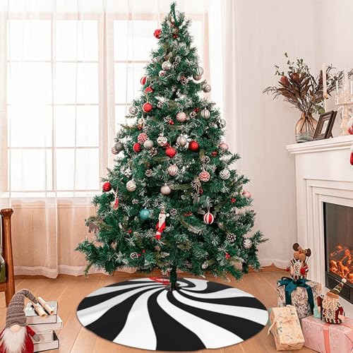36" Black Sugar Swirl Candy Christmas Tree Skirt