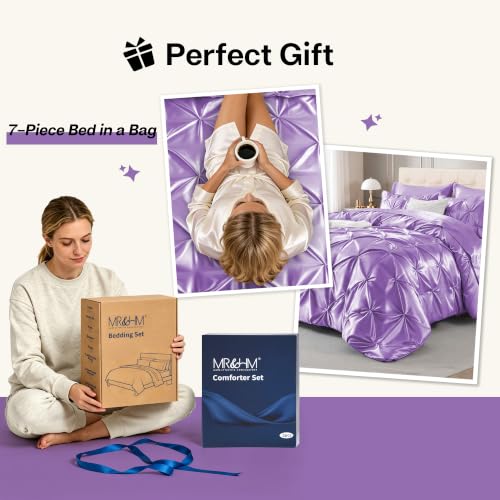 Satin King Size Comforter Set Lavender