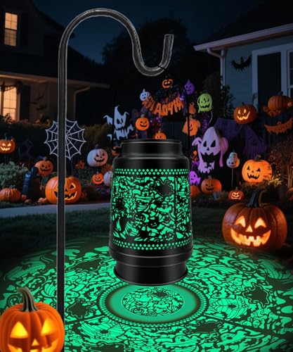 Halloween Decor Outdoor Solar Lanterns Waterproof Halloween Decorations Scary Ghost with Pumpkin Spooky Lights for Garden