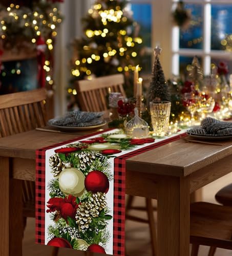 Table Runner for Christmas Decorations with Red and Black Buffalo