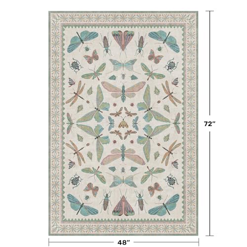 Light Blue and Pink Rug 4x6 Rugs for Bedroom Under Bed (24 Sq Ft)