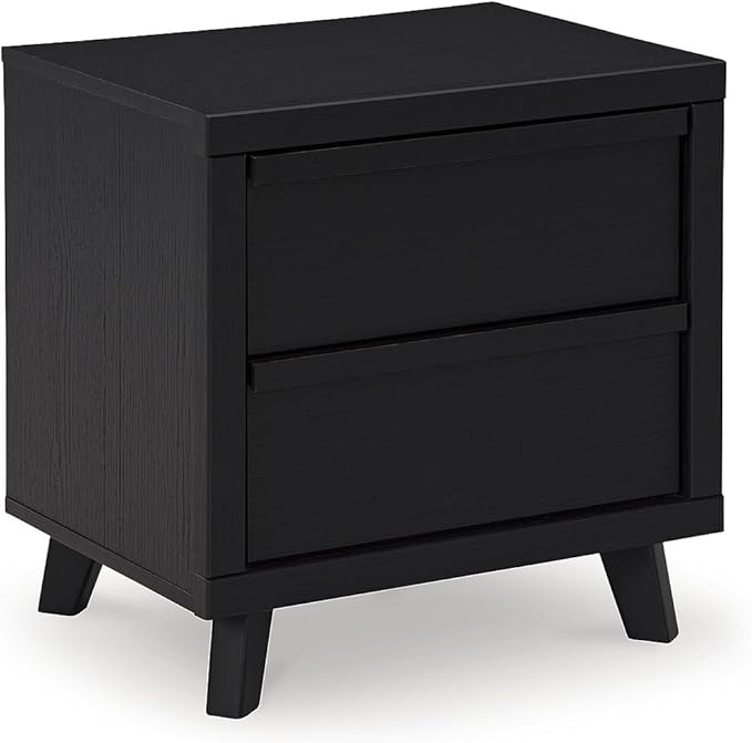 Signature Design by Ashley Danziar Modern 2 Drawer Nightstand with Wireless Charging and USB Ports, 24.37" Tall, Black