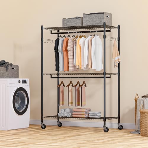 3 Tier Heavy Duty Garment Rack with Wheels