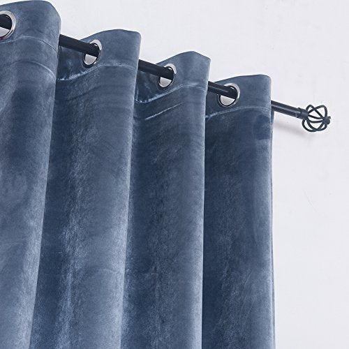 Super Soft Luxury Room Darkening Velvet Stone Blue