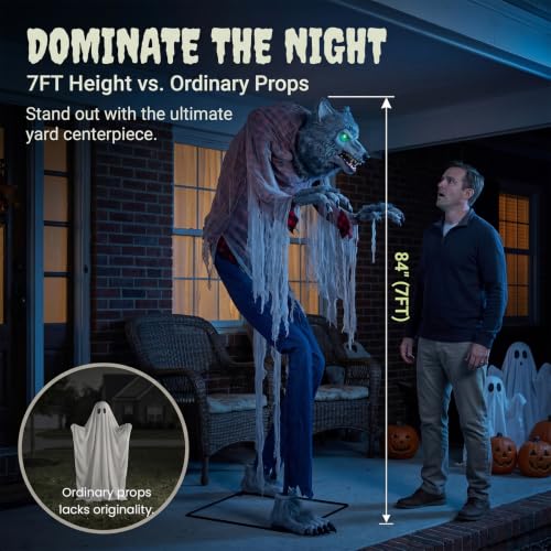 7FT Animated Halloween Werewolf Decoration (7ft Werewolf)
