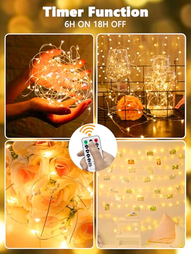 3 Pack Fairy Lights Battery Operated with Remote 120 LED 40 FT Warm White (3 Count)