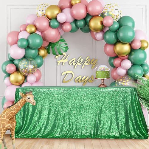 Sequin Tablecloth 50x72 Inch Green for Wedding Party