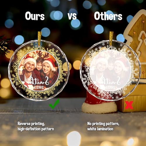 Personalized Family Photo Crystal Ornaments for Christmas