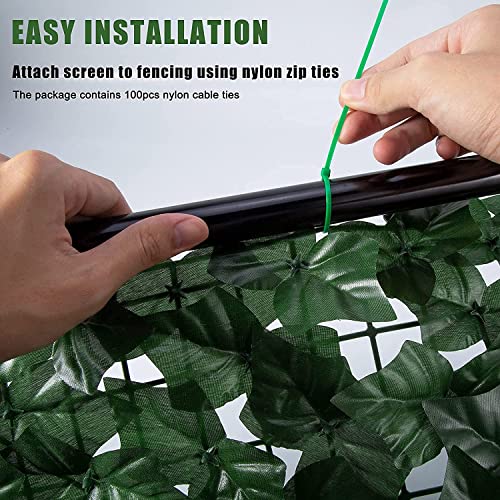 Faux Ivy Privacy Fence Screen Outdoor Expandable Artificial Greenery Roll Fake Hedge Wall Patio Green Plastic Leaf Plant Vine Grass Panels Gate Covering Garden Yard Balcony