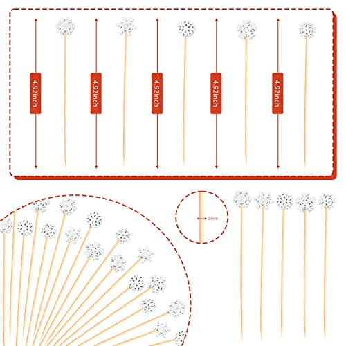 100Pcs 4.9" Snowflakes Cocktail Picks 5 Shapes of Snowflake Decor (100 Count)