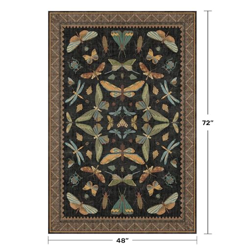 Insect Print Washable 4x6 Entryway Rug (24 Sq Ft)