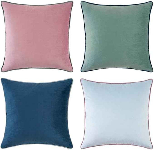 MONDAY MOOSE Decorative Throw Pillow Covers Cushion Cases, Set of 4 Soft Velvet Modern Double-Sided Designs, Mix and Match for Home Decor, Pillow Inserts Not Included (22x22 inch, Pink/Blue)