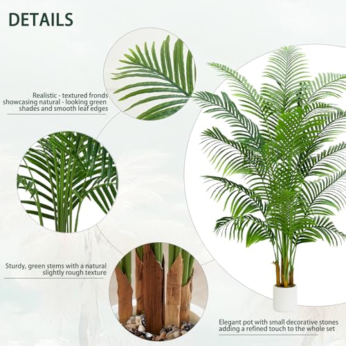 2 Pack Artificial Palm Tree Indoor Plant 7FT Tall Fake Tropical Palm Tree in Pot (2 Count)