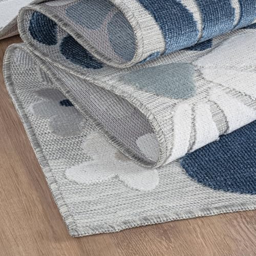 Outdoor Rug 9x12 Large Modern Floral Tropical Area Rugs for Outdoor and Indoor Patio Easy to Clean Non Shedding Living Room Porch Garden Washable Outside Carpet (108 Sq Ft)