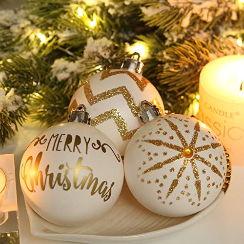 30 Pack Glitter Print Contrast Color Christmas Ball Ornaments (30 Count)