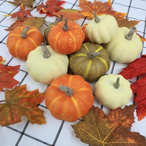 10Pcs Fake Pumpkins Fall Thanksgiving Decorations