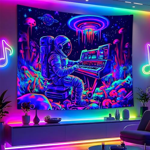 Astronaut Space Blacklight Tapestry 59"x51"