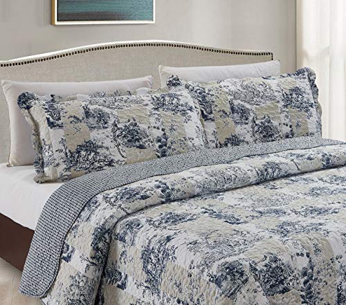 Blue Toile Quilt Set