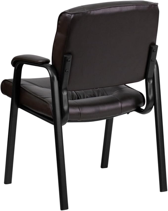 Flash Furniture Haeger LeatherSoft Tufted Executive Reception Chair with Padded Armrests, Upholstered Side Chair for Living Room or Office, Brown