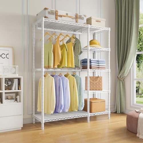 V7 Clothing Rack with Shelves Heavy duty Closet for Hanging Clothes