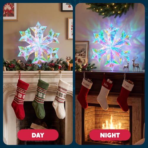 Lighted Prismatic Iridescent Christmas Decorations with LED Lights (Snowflake)