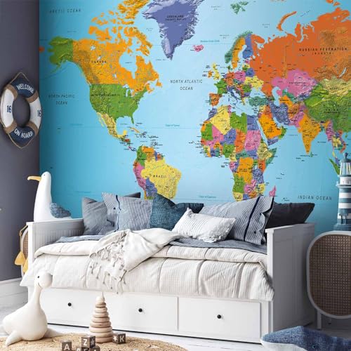 Wall Mural World Map 173x124 in (149.51 Sq Ft)
