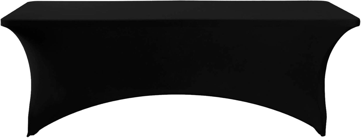 2Pack Spandex Table Cover for 8FT or 4ft or 6ft Table Universal Fitted Stretch Tablecloth for Party, Banquet, Wedding and Events-Black
