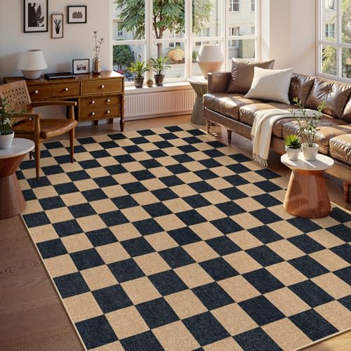 Checkered Easy Jute Living Room Rug