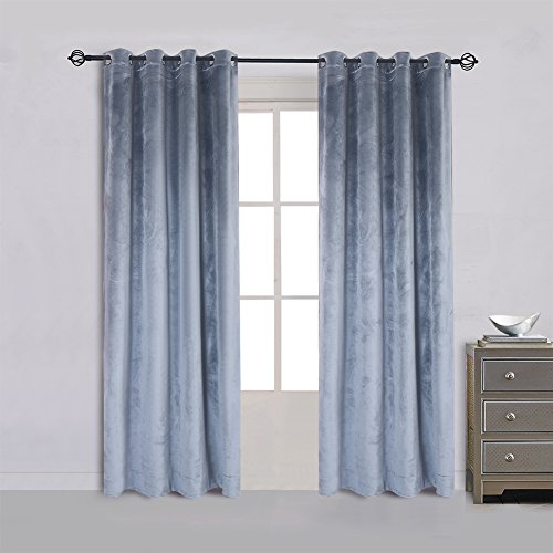 Super Soft Luxury Room Darkening Velvet Stone Blue
