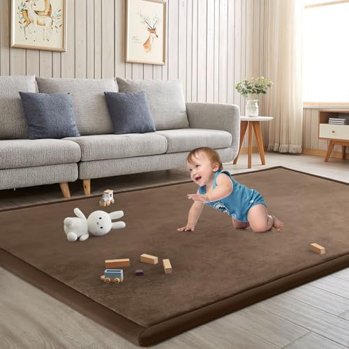 Baby Play Mat for Floor Nursery Rug Muscle Mat Area Rug Playroom Rug 47"x47" Playpen Mat Elastic Foam 1.3" Thick Crawling Mat for Babies