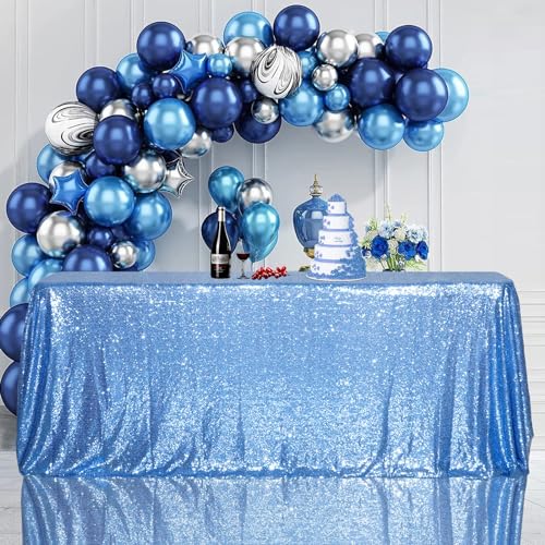 Sequin Tablecloth 50x72 Inch Baby Blue for Wedding Party