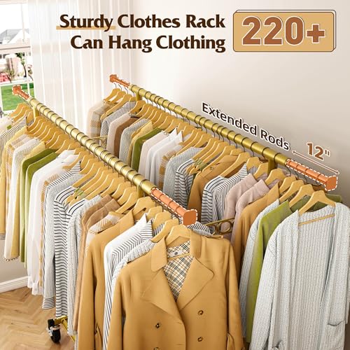 Clothing Rack 650LBS Heavy Duty Collapsible Double Rods Shelves