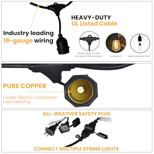 96 FT Outdoor String Lights 2W (96 Foot)