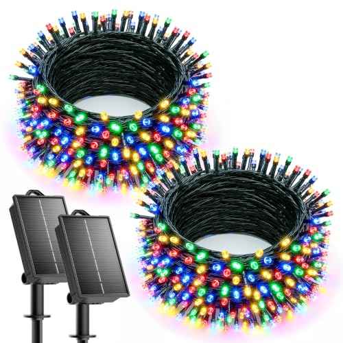 2 Pack Solar Christmas String Lights Outdoor (144 Foot)