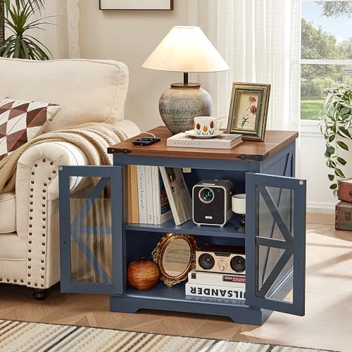 24'' End Table Set 2 with Charger for Living Room