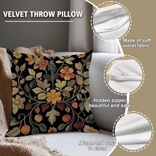 William Morris Abstract Vintage Print Floral Velvet Design Throw Pillow Covers Home Decor
