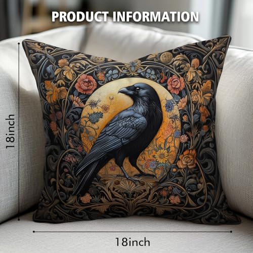 William Morris Abstract Vintage Floral Velvet Black Crow Design Throw Pillow Covers Home Decor