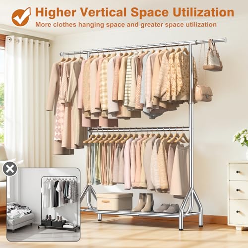 Double Rod Clothing Rack Load 622 LBS