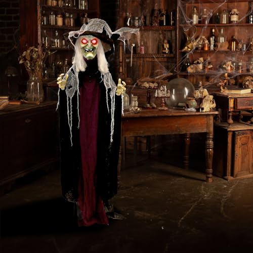 Life Size Poseable Scary Talking Witch (75" Standing Witch)